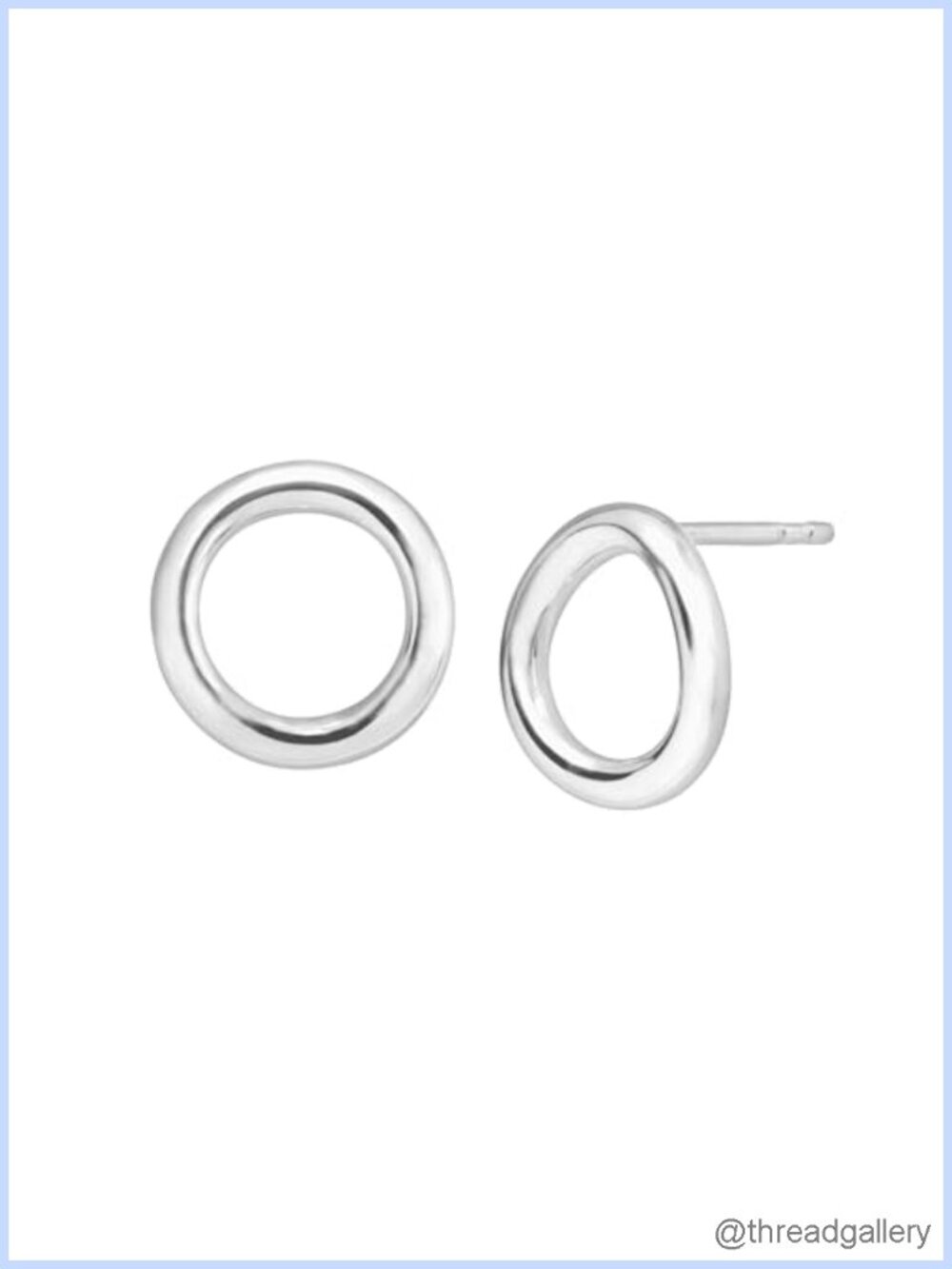 Open Circle Stud Earrings in Sterling Silver